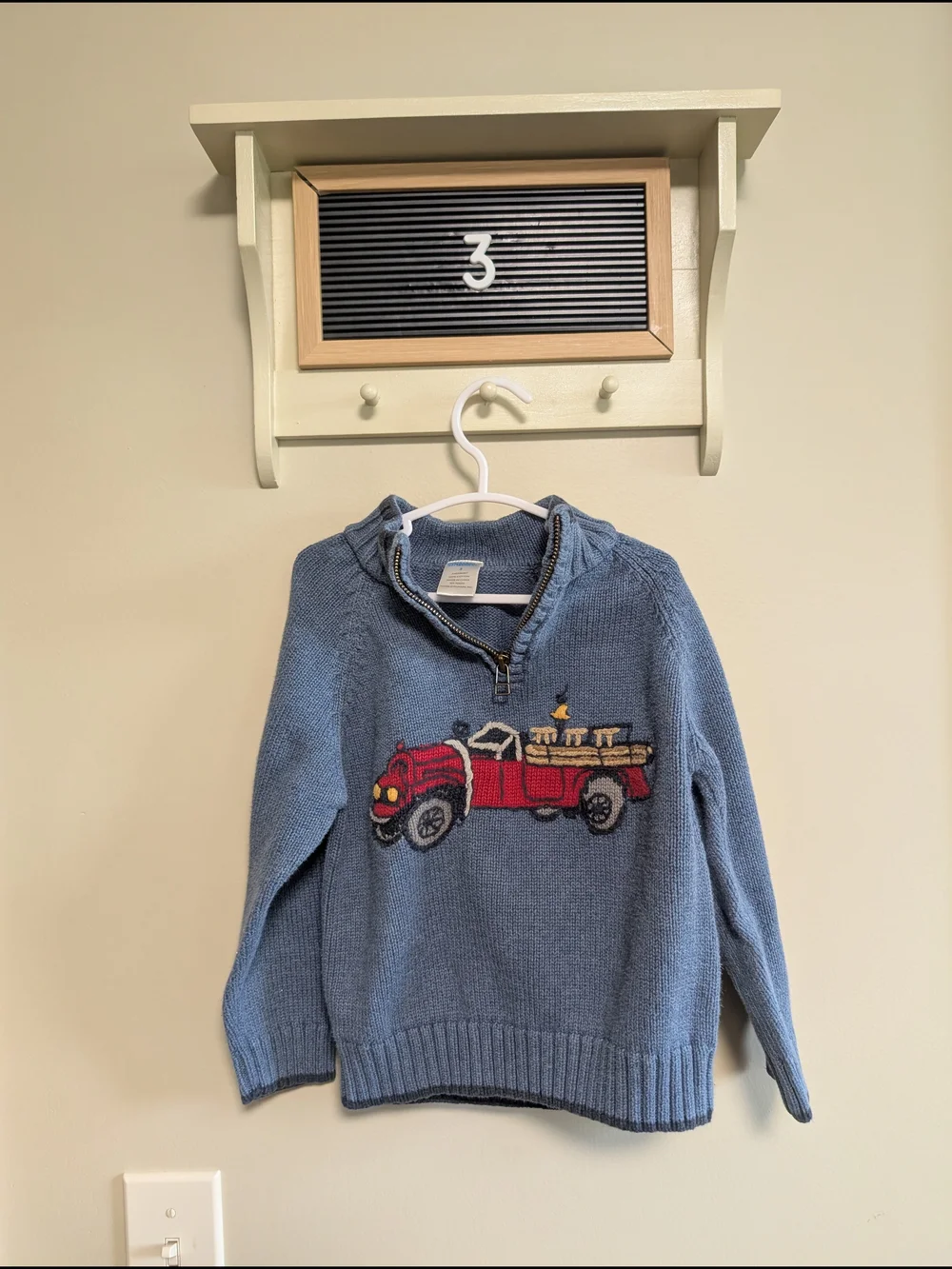 Gymboree Blue Sweater with Red Truck Design